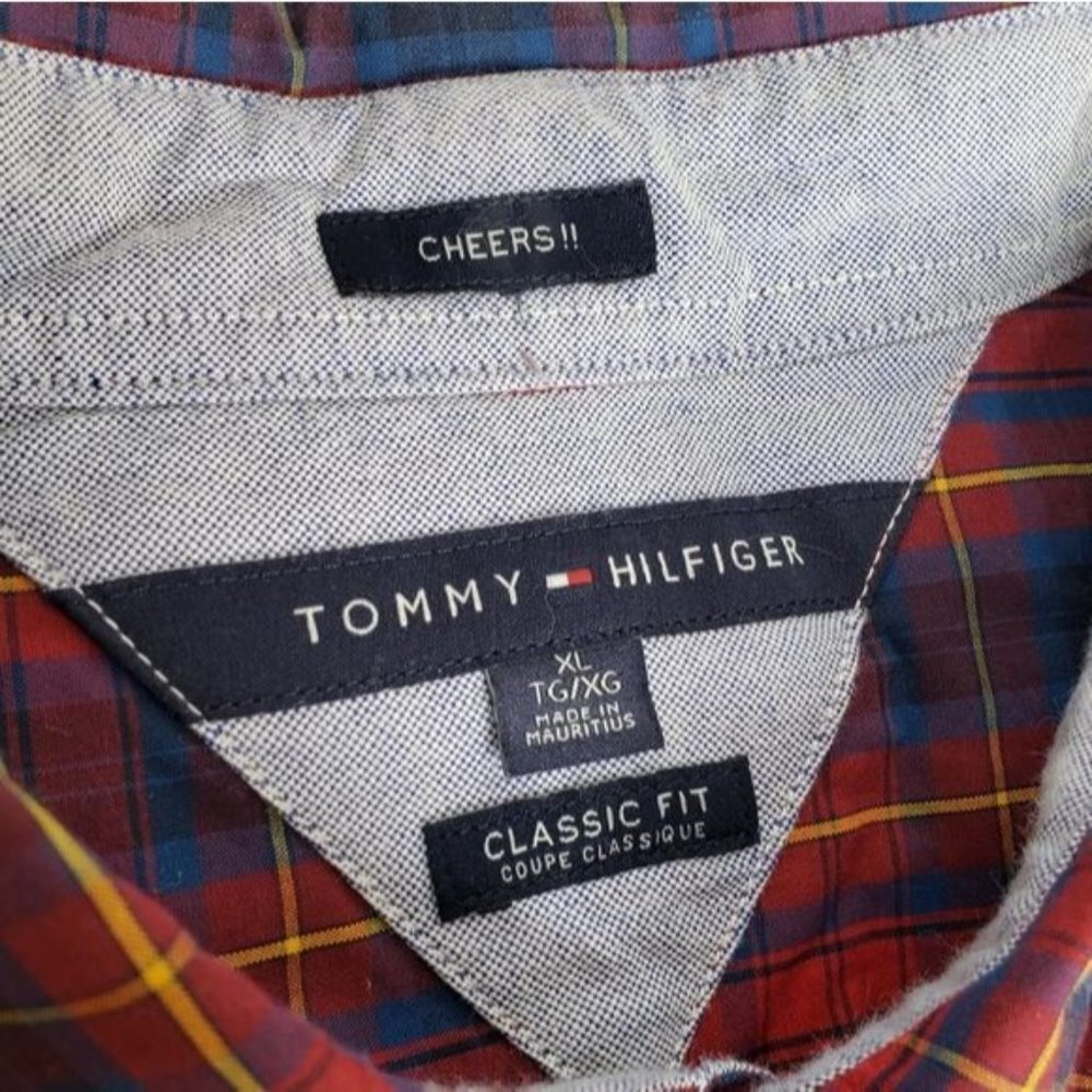 TOMMY HILFIGER Red Plaid Classic Fit Button Down Shirt - Picture 4 of 6